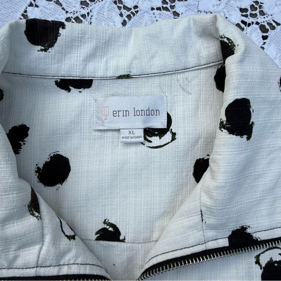 Erin London Women’s Black and White abstract print Women's Zip Jean Jacket XL - Picture 14 of 15